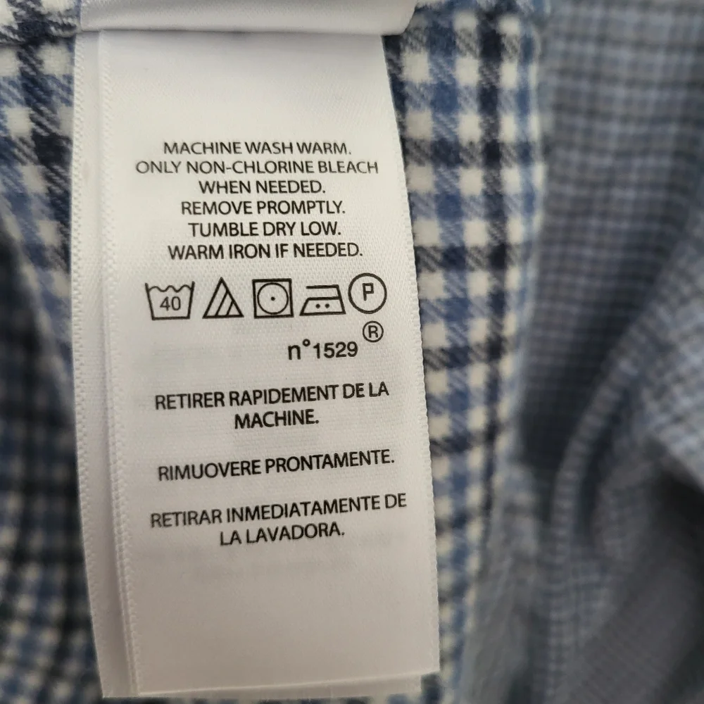 Polo Ralph Lauren Men Medium Flannel Blue Button Down Dress‎ Shirt Long Sleeve